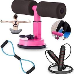 Hetarmi Sit Up Bar for Floor, 3 in 1 Sit Up Assistant Device Kit with Jump Rope, Multifunctional Resistance Band, Perfect Workout Equipment for Home Workouts Abdominal Exercise-8