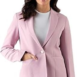 Women’s Pink Casual Solid Blazer | Single Button | Notched Lapel | Long Sleeves | Slim Fit | Single-Breasted | Smart-Casual Formal Office Wear-picture-7