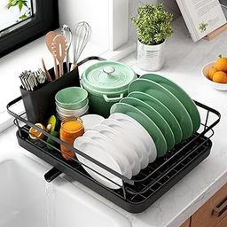 Allkartz Dish Drying Rack Space-Saving for Kitchen Drying Racks Counter Durable Stainless Steel Rack with a Cutlery Holder for Utensils Basket Drainer for Knives Spoons & Forks Vessel Drainer Basket-picture-19