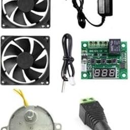 TechSupreme W1209 + 12v 2Amp Adapter + 2 Pieces 3inch Fan + 1 Dc Connectors Screw Type and Synchronous Motor 220-240volts 5/6rpm 4w Auto Swing Motor for For Diy Incubator-30