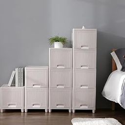 ASHLAS Chest of Drawers Versatile Drawer Storage Organizer & Organisers Storage Box for Ideal for Neat and Tidy Storage Solutions Plastic Drawers Storage (Gray Cabinet, 2 Layer, Matte)-image-50