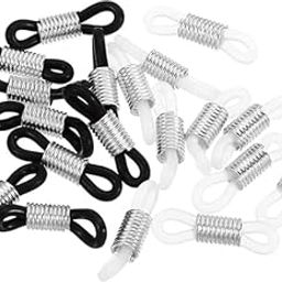 VIGHNESHWAR TRADERS Eyeglass Chain Connector Retainer, 20 Pack Adjustable Anti Slip Silicone Rubber Strap Holder Chain End Loop Large Size for Sunglasses, Silver Tone-45