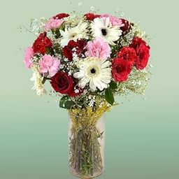 IFG's Beautiful Vase Arrangement of Mixed Colour Assorted Flowers, 24 pcs Fresh Flowers - Same Day Delivery-image-64