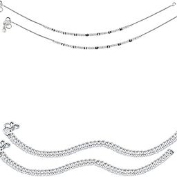 Heer Collection Traditional Jewellery For All Occassions Anklets Payal Pair for Women/Girls Alloy Anklet - Bzr_Combo Payal 101 - PARENT-image-127