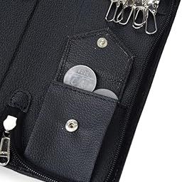 (Sarvika PU Leather Packi of 1 Key Case Pouch Wallet Keychain Key pouch holder Men & Women Key Pouch Holder, Bank Locker Key Pouch with 6 Hooks Zipper Closure-6