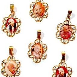 Aish N Bless (Set of 6) Flower Shaped GURU JI SWAROOP/Photo Golden Metal Pendants/Lockets for Neck Chain For Women,Men And Kids (Small Size)-image-89