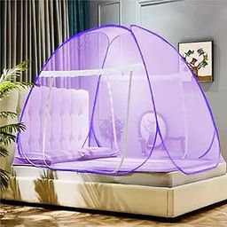 HomeShield Polyester Mosquito Net for Double and King Size Bed – Foldable Insect Protection Tent – Lightweight, Portable, Easy Setup, Ideal for Bedroom, Travel, Outdoor, and Indoor Use (Purple)-47