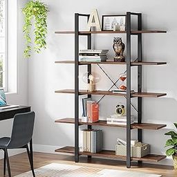 TEKAVO - 5-Shelf Corner Bookcase, Vintage Industrial Corner Bookshelf, Bookcase, 5 Tier Corner Shelf Storage Rack with Metal Frame for Living Room Home Office (Brown) (Model - H) / DIY (120x30x178 cm)-25