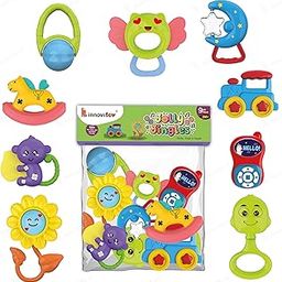 Innovitoy 9 Pcs Rattle Set Toys with teether for New Born, Babies and Infants of Age 1-3-6-9-12 Months, Safe Non Toxic, Fun Colors & Soft Rattling Sound, Premium Gift Set Quality Toys-image-24