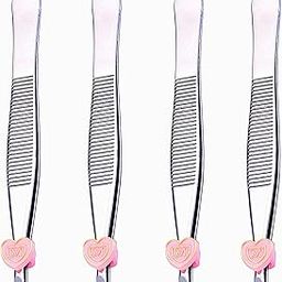 Maple Professional Stainless Steel Tweezers Pack – 4 Pieces Combo Set | Great Precision for Facial Hair, Eyebrows Extensions, Ingrown Hair, Splinter, Blackhead, Nose Hair Remover-82