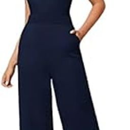 Navy Blue Beauty High-Waist Wide-Leg Sleeveless Jumpsuit-image-3