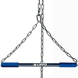 Liffo® Height Increase Stainless Steel Pull Up Bar for ChinUps Hanging Rod for Home/Gym Use for Men Kids Boys Adults Fitted with Heavy Duty Chain/Sangal (Red/Blue, 6FT)-picture-15