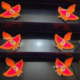 Divyakosh Pom-Pom Theme Rangoli Mats for Stairs Decoration, Floor/Balcony/Living Room Decor, Set of 10 Pcs, Decorative Diya, Diwali Gift Diya, Candles, Home Decoration Tea Lights-picture-3