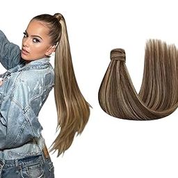BLUSHIA Hair Extensions And Wigs Wavy Ponytail Hair looking Scale Ponytail Hair Extension Long Hair Curly 24 Inches Hair Highlight Colour for Women and Girls-4