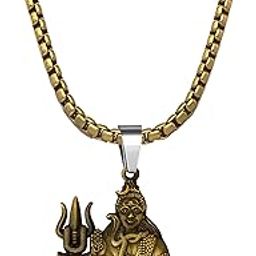Solid Brass Lord Shiva Pendant Necklace With 22 Inch Box Stainless Steel Chain - Hindu God Amulet for Protection & Devotion-Mahadev Amulet Jewelry for Men & Women-image-75
