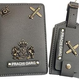 Eco Leather Unisex Lightweight Snap Closer Customize Passport Cover with Luggage Tag (Dark Grey)-13