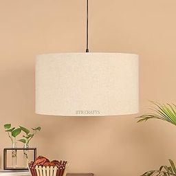 Beige Color Hanging Drum Lamp Shade, Decorative Light Lamp for Living Room, Home, Bedroom, Home Décor Lightning/Silver Canopy (16" inches-image-28