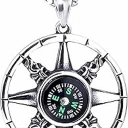 Pendant for Men and Boys | Silver Stainless Steel Compass Chain Pendant Chain for Men | Birthday Gift for Men and Boys Anniversary Gift for Husband SPnL202415-image-43