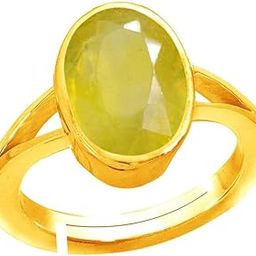 7.25 Ratti Natural Yellow Sapphire Stone (Pukhraj Stone) Original Certified Gemstone Gold Plated Ring for Unisex-image-34