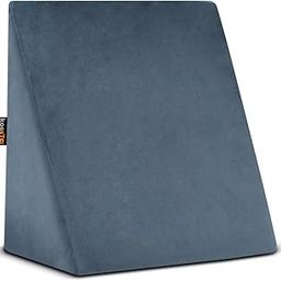 kossto Wedge Cushion | Wedge Pillow Memory Foam for Back Support, Acid Reflux, Snoring, GERD, Leg Elevation, Pregnancy | (18L x 17.5W x 11H Inch) |Velvet (Grey)-29