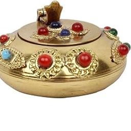 Pure Brass Gemstone Ash Tray Handicraft Gift -143-image-48