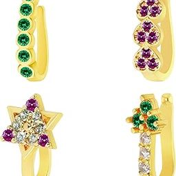 Traditional Marathi Non Piercing Nath Combo Gold plated Ruby Studded Pressing Nose Ring For Women and Girls-image-72