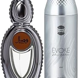 Ajmal Wisal EDP Floral Musky Perfume 50ml for Women and Evoke Silver Edition Him Deodorant Spicy Floral Fragrance 200ml for Men-image-33