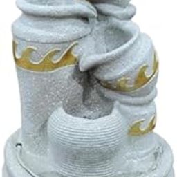 FOUNTAIN HUB Water Fountain Outdoor Big Size Garden Rustic Ceramic 3 Step Matki Pot Cascading Water Fountain with LED Lights Home Decoration use Pooja Decorative Indoor/Outdoor Decorative Fountain-picture-22