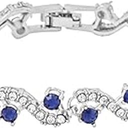 Vistelle Women Crystal Bracelets | Silver Toned Bracelets For Women | Blue CZ Crystals Bracelet For Woman | Birthday Gift for Girls & Women Anniversary Gift for Wife-image-95