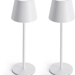 Maksone 2 Pack LED Cordless Table Lamp, 6600mWh Rechargeable Battery Desk Lamp, 3000K Stepless Dimming Night Light, IP54 Waterproof Metal Outdoor Portable Lamp for Camping, Restaurant (White)-picture-14