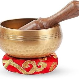 Tibetan Singing Bowl for Meditation - 4 Inch Gold Buddhist Bowl, Handcrafted for Mindfulness, 7 Chakra Healing, Holistic Sound-image-23