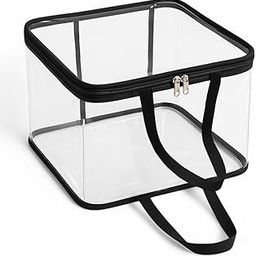 HomeStrap Set of 1 | 28 Ltr Transparent Clothes Storage Bag Organizer with Reinforced Handle and Zipper (Black)-image-28