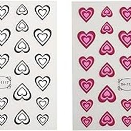 HEAVENGLOW Heart Love Nail Art Stickers Heart Love Nail Designs for Woman Acrylic Nail Black-image-29