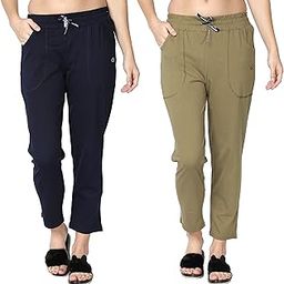 Women's Cotton Regular Fit Solid Pyjamas/Pajamas with Side Pockets (Pack of 2 Combo) WPPCOMBO2_7000-image-10