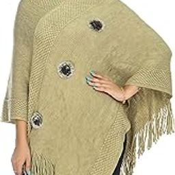 Women Woolen Solid V-Neck Fur Poncho, Office Wear Stylish Winter Ponchu for Ladies & Girls (Sc 22)-image-86