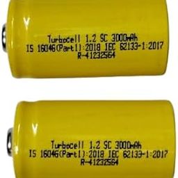 Turbocell SC Size Ni-MH Rechargeable Batteries, 1.2V 3000mAh, Pack of 2, Yellow-25