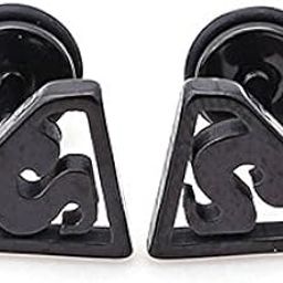 Stainless Steel Superman Screw Back Stud Black Color Earrings for Men & Women (Pair)-image-88