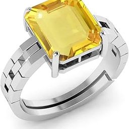 YELLOW SAPPHIRE RING Pukhraj Gemstone SILVER Plated Ring Yellow Sapphire/Pukhraj Panchdhatu Ring (9.00 Carat) For Men's/Women's-image-37