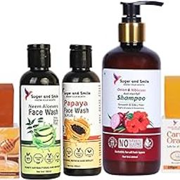 bathing combo set with refrashing facewashes ,soaps and onion shampoo|5 products in combo|herbal |complete bathing need|(facewash2x100ml)(soap2x200g)(shampoo 300ml)-picture-12