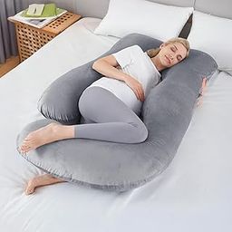 BeyBee Pregnancy Pillows for Pregnancy Sleeping | Maternity Pillow for Pregnant Women | 360-degree Full Body Support | J-Shape Pillow | Velvet (Grey)-29