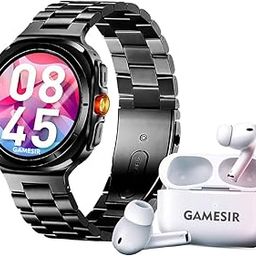GameSir Combo 1.5" Smartwatch for Men & Women with Bluetooth Calling, 100h Battery, GPS, Health Monitoring, 5 Straps, TWS Earbuds, IP68 Waterproof, Android & iOS Compatible(Black)-24