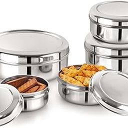 Cello Steelox SmartServe Stainless Steel Food Storage Dabba 230ml, 370ml, 550ml, 800ml, 1000ml (Set of 5), Silver, Extra Large-19