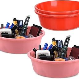 Homestic Pack of 4 Desk Organizer | Stationery Organizer | Multipurpose Storage Organizer | Office Supplies for Pen-Pencil-Staplers | Desktop Organizer | 6 LTR | Red & Light Pink-image-88