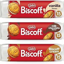 Lotus Biscof Cookies Variety Pack, 1 Vanilla, 1 Milk Chocolate, 1 Biscof Cream Flavours, 150g X Pack of 3, X 15 Biscuits Each (From Belgium)-image-39