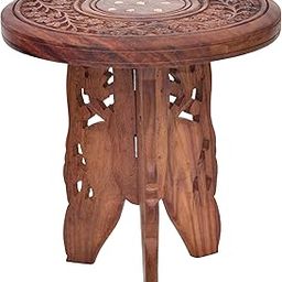 WOODENCLAVE Wooden Foldable Bedside End Table for Living Room Portable Night Stand Outdoor Table Furniture (Brown Finish)-image-9