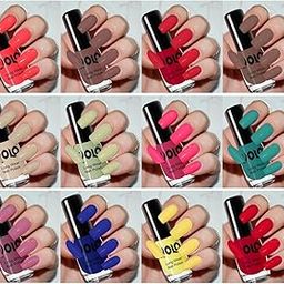 Volo Color Rich Toxic Free Shine Nail Polish Set of 12 (Carrot Red, Dark Nude, Red, Dark Nude, Nude, Mischievous Mint, Passion Pink, Radium Green, Peach Pink, Red, Yellow, Royal Blue)-1