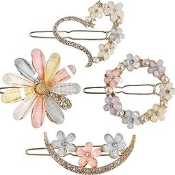 ANNACREATIONS 4 Pcs Latest Korean Fashion Style Flower Lock Pin Hair Clip Hair Pin Hair Accessories For Women & Girls (Set Of 1, multicolor)-2