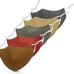 Unisex Formal Collection Mask with 3 Layer and Adjustable Ear Bands (Pack of 5 pcs). Washable Skin Friendly Pure Cotton Fabric.-5