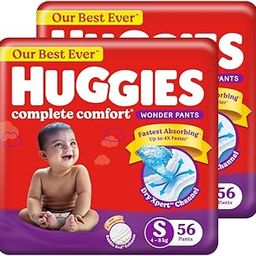 Huggies Complete Comfort Wonder Pants | Pant Style Baby Diapers S Size, 112 Count | India's Fastest Absorbing Diaper, Patented Dry Xpert Channel, Ideal for 4 to 8 Kgs-14
