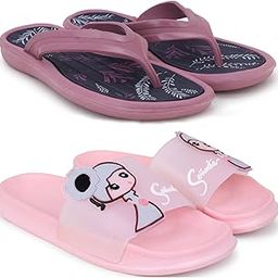 Combo Pack of 2 Slipper/Flip Flops/Slides/Clogs/Sandals for Women (V-Sflower Vs Senorita)-image-55